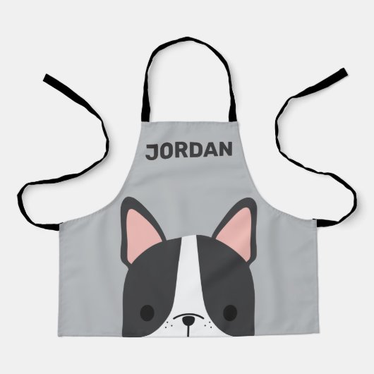 Cute French Bulldog with Personalized Name Schürze (Vorderseite)