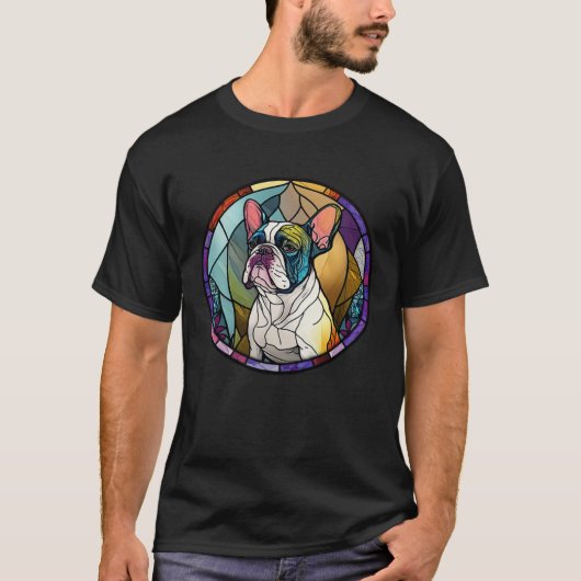 Cute Frenchie Stained Glass Window French Bulldog T-Shirt (Vorderseite)