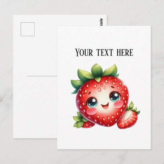 Cute fresh strawberry customizable vendors postkarte (Vorne/Hinten)