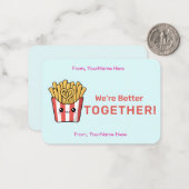 Cute Fries Classroom Valentine Flat Note Card Mitteilungskarte (Vorderseite/Rückseite Beispiel)