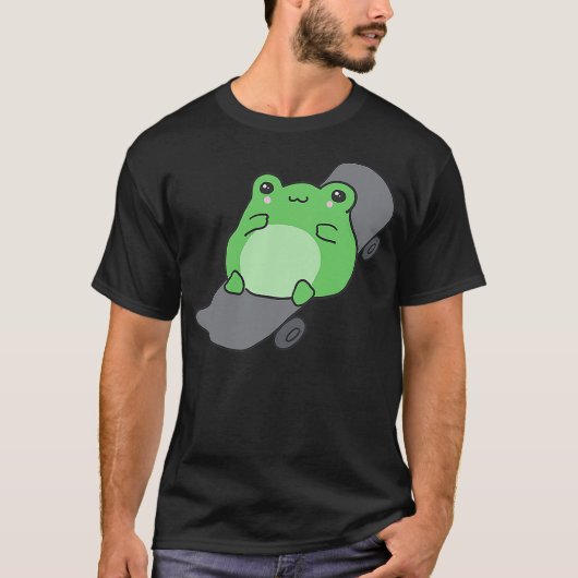 Cute Frog and Skateboard Kawaii Aesthetic Frog T-Shirt (Vorderseite)
