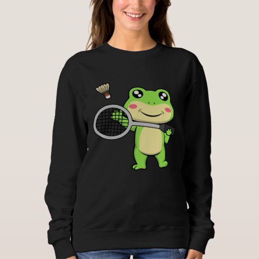 Cute Frog Badminton Hobby Sports Shuttlecock Sweatshirt (Vorderseite)