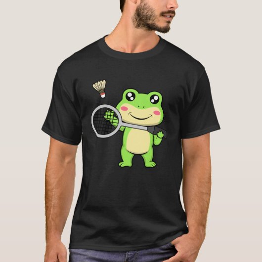 Cute Frog Badminton Hobby Sports Shuttlecock T-Shirt (Vorderseite)
