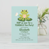 Cute Frog Birthday Invitation Einladung (Stehend Vorderseite)