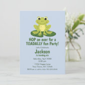 Cute Frog Birthday Invitation Einladung (Stehend Vorderseite)