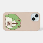 Cute Frog Drinking Bubble Tea | Kawaii Aesthetic i iPhone 15 Hülle (Rückseite (Horizontal))