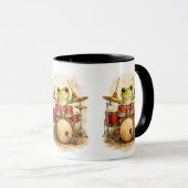 Cute Frog Drummer - Funny Animal Music Mug Tasse (VorderseiteRechts)