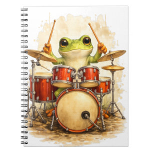 Cute Frog Drummer Notebook – Music Journal Notizblock