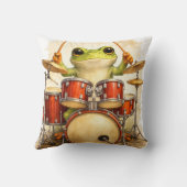 Cute Frog Drummer Throw Pillow – Fun Decor Kissen (Rückseite)