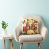 Cute Frog Drummer Throw Pillow – Fun Decor Kissen (Stuhl )