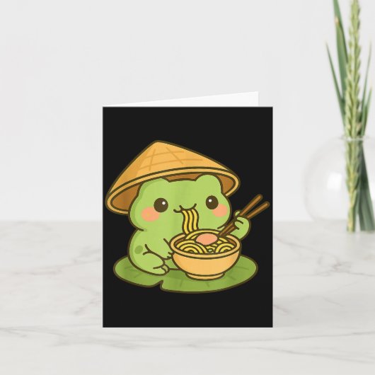 Cute Frog Eating Ramen Anime Japanese Men Women Ki Karte (Vorderseite)