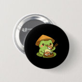 Cute Frog Eating Sushi Anime Japanese Men Women Ki Button (Vorne & Hinten)