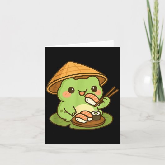 Cute Frog Eating Sushi Anime Japanese Men Women Ki Karte (Vorderseite)