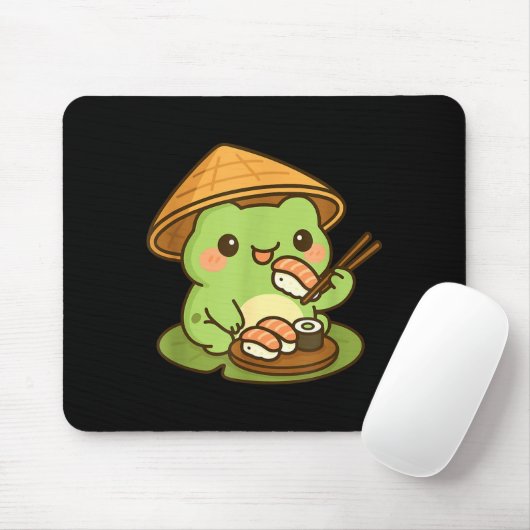 Cute Frog Eating Sushi Anime Japanese Men Women Ki Mousepad (Mit Mouse)