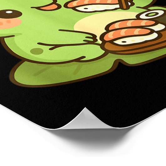 Cute Frog Eating Sushi Anime Japanese Men Women Ki Poster (Ecke)