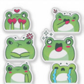 Cute Frog Emoji Reaction Faces Vinyl Sticker Set (Vorderseite)