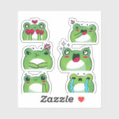 Cute Frog Emoji Reaction Faces Vinyl Sticker Set (Blatt)