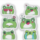 Cute Frog Emoji Reaction Faces Vinyl Sticker Set (Vorderseite)