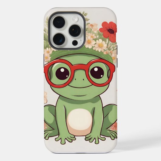 Cute Frog Flower Headband iPhone Hülle (Rückseite)