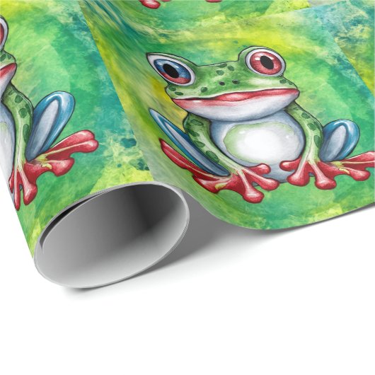 Cute Frog Geschenkpapier (Rolleneckpunkt)