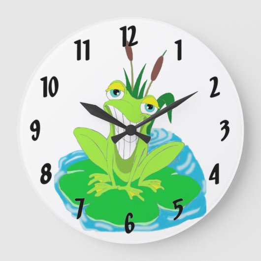 Cute Frog Große Wanduhr (Vorderseite)