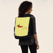 Cute frog in a red sock jumping cartoon rucksack (Ausgewaschen)
