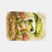 Cute Frog Leaf Umbrella Blanket – Kawaii Fleecedecke (Vorderseite (Horizontal))
