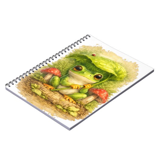 Cute Frog Leaf Umbrella Spiral Notebook Notizblock (Linke Seite)