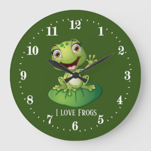 cute frog lovers add text große wanduhr