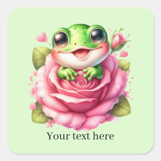 Cute frog lovers customizable  quadratischer aufkleber (Vorderseite)
