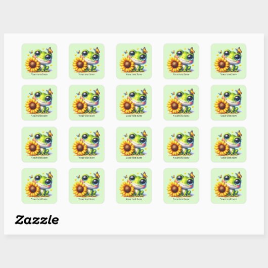 Cute frog lovers customizable quadratischer aufkleber (Blatt)