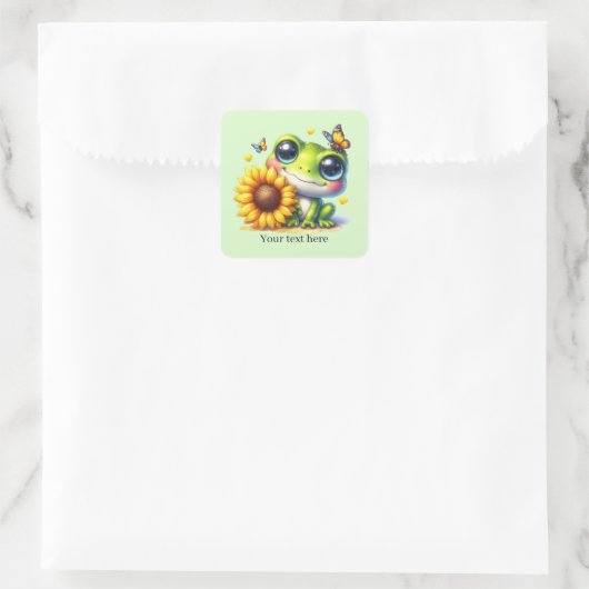 Cute frog lovers customizable quadratischer aufkleber (Tasche)