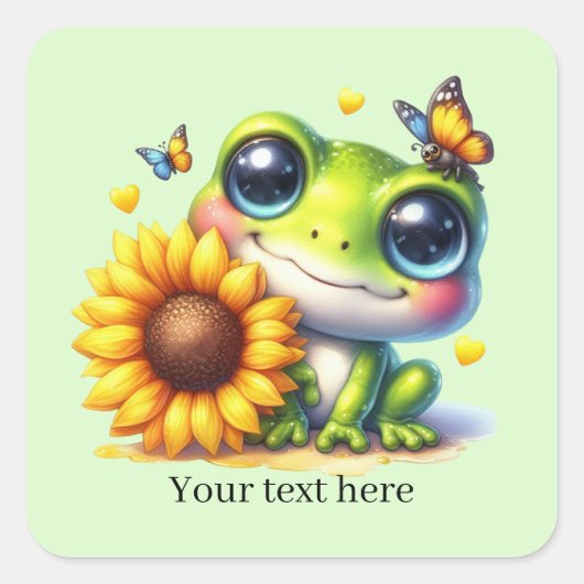 Cute frog lovers customizable quadratischer aufkleber (Vorderseite)