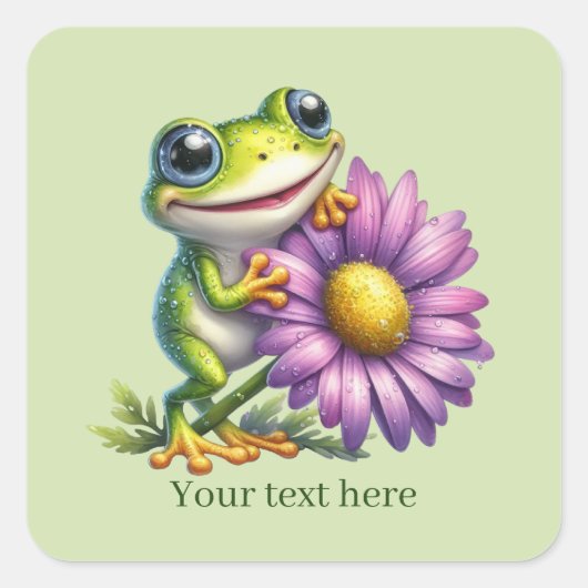 Cute frog lovers customizable quadratischer aufkleber (Vorderseite)