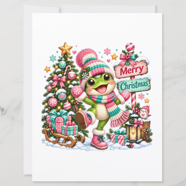 Cute Frog Merry Christmas (Vorderseite)