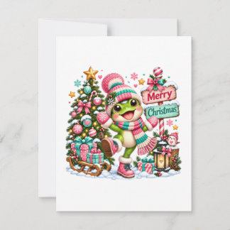 Cute Frog Merry Christmas Mitteilungskarte