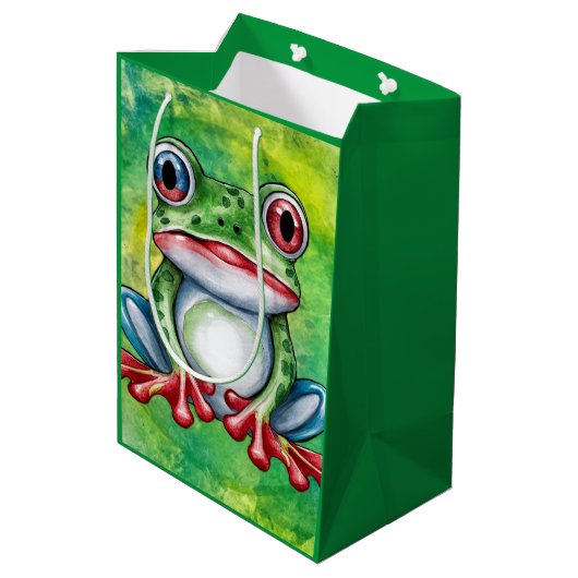 Cute Frog Mittlere Geschenktüte (Rückseite Schrägansicht)