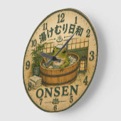 Cute Frog Onsen Große Wanduhr (Winkel)