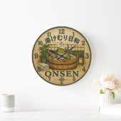 Cute Frog Onsen Große Wanduhr (Zuhause)