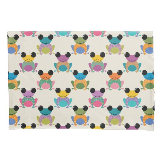 Cute Frog Pattern on Cream Kissenbezug (Vorderseite)