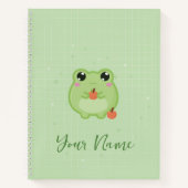Cute frog Personalised notebook, green journal Notizblock (Vorderseite)