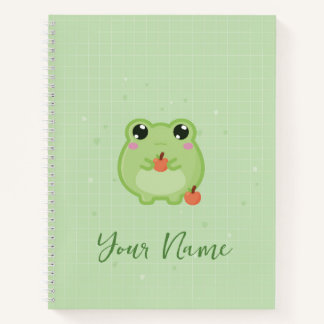 Cute frog Personalised notebook, green journal Notizblock