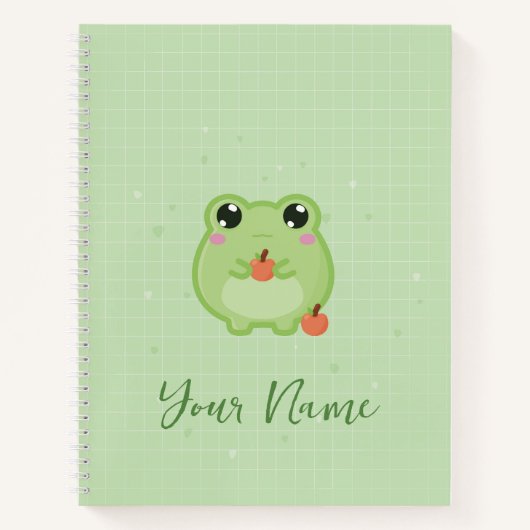 Cute frog Personalised notebook, green journal Notizblock (Vorderseite)