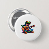 Cute Frog Playing A Guitar Dont Worry Be Hoppy _1  Button (Vorne & Hinten)