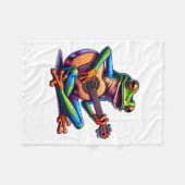 Cute Frog Playing A Guitar Dont Worry Be Hoppy _1  Fleecedecke (Vorderseite (Horizontal))