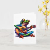Cute Frog Playing A Guitar Dont Worry Be Hoppy _1  Karte (Gelbe Blume)