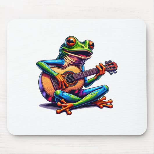 Cute Frog Playing A Guitar Dont Worry Be Hoppy _1 Mousepad (Vorne)