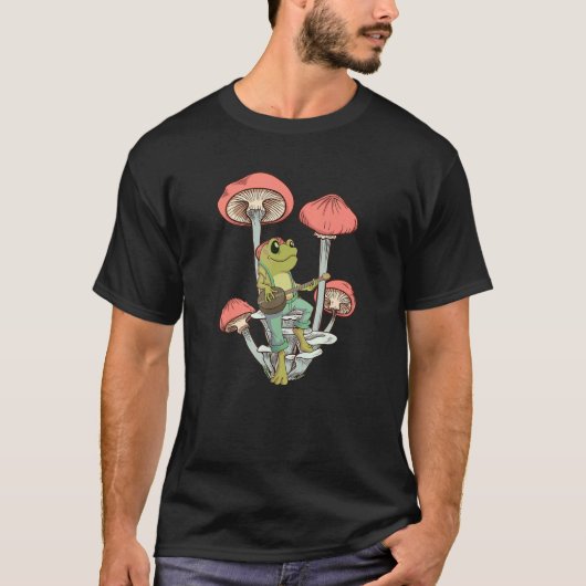 Cute Frog Playing Banjo On Mushroom T-Shirt (Vorderseite)