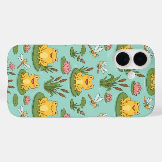 Cute Frog Pond Pattern Case-Mate iPhone Hülle (Rückseite (Horizontal))