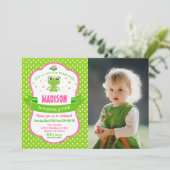 Cute Frog Princess Invitation for a Girl Einladung (Stehend Vorderseite)